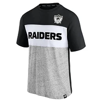 Men's Fanatics Black/Heathered Gray Las Vegas Raiders Throwback Colorblock T-Shirt