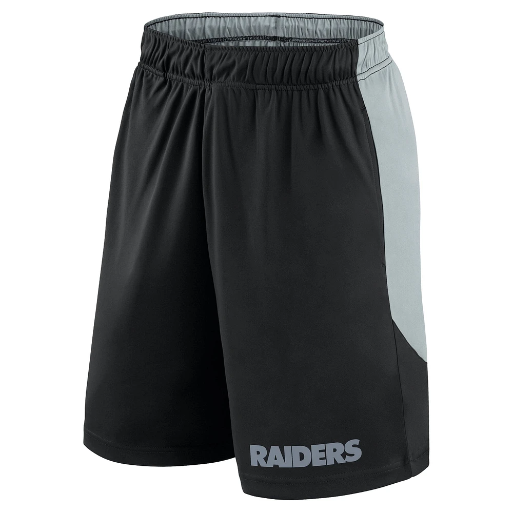 Short de lancement Fanatics noir/argenté pour homme, taille grande et taille, Las Vegas Raiders