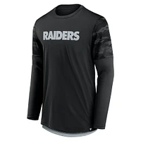 T-shirt à manches longues Fanatics noir/argent pour hommes Las Vegas Raiders Square Off
