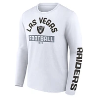 Lot de deux t-shirts à manches longues et courtes Fanatics pour hommes, noir/blanc, Las Vegas Raiders