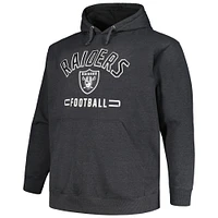 Men's Fanatics Heather Charcoal Las Vegas Raiders Big & Tall Pullover Hoodie