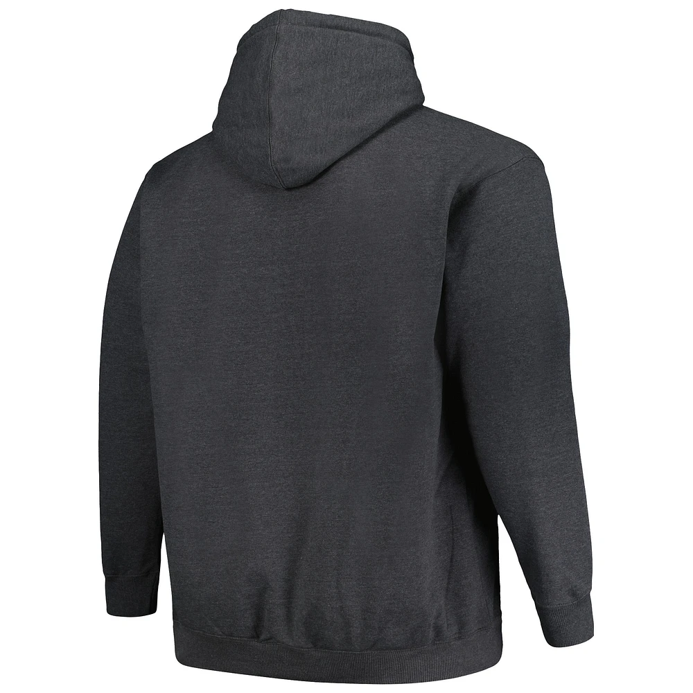Men's Fanatics Heather Charcoal Las Vegas Raiders Big & Tall Pullover Hoodie