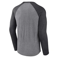 Men's Fanatics Heather Gray/Heather Charcoal Las Vegas Raiders Raglan Long Sleeve T-Shirt