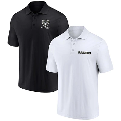 Ensemble de deux polos Lockup Fanatics pour hommes blanc/noir Las Vegas Raiders