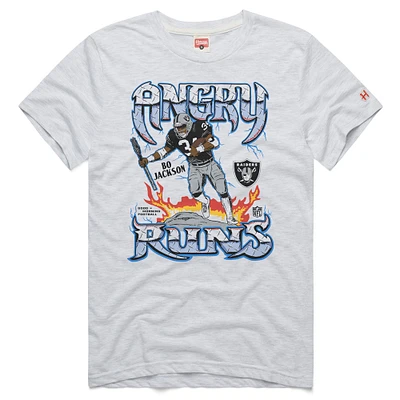 T-shirt rétro Angry Runs Tri-Blend Hommage Bo Jackson Ash pour homme des Las Vegas Raiders