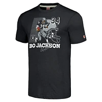 T-shirt tri-blend pour homme Hommage à Bo Jackson Charcoal Las Vegas Raiders Caricature Retired Player