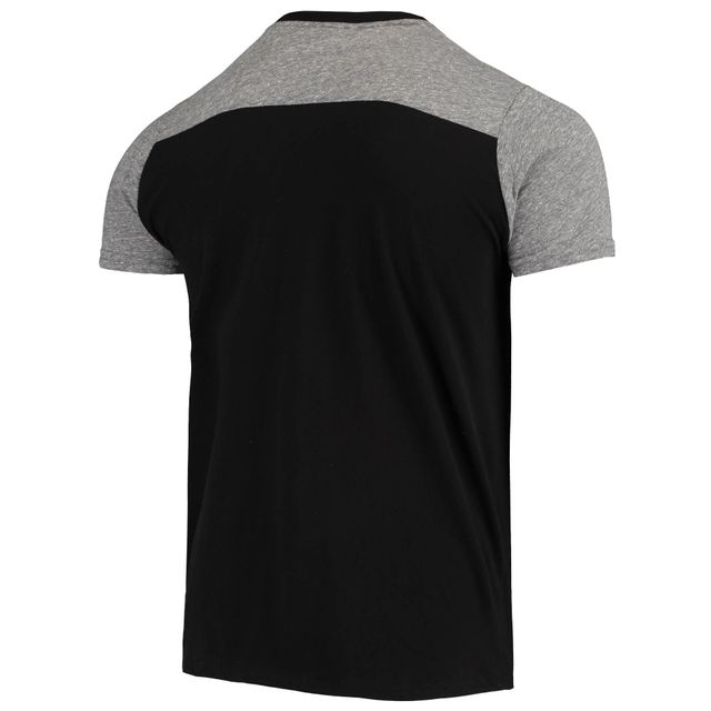 Majestic Threads pour homme noir/gris chiné Las Vegas Raiders Gridiron Classics Field Goal T-shirt flammé