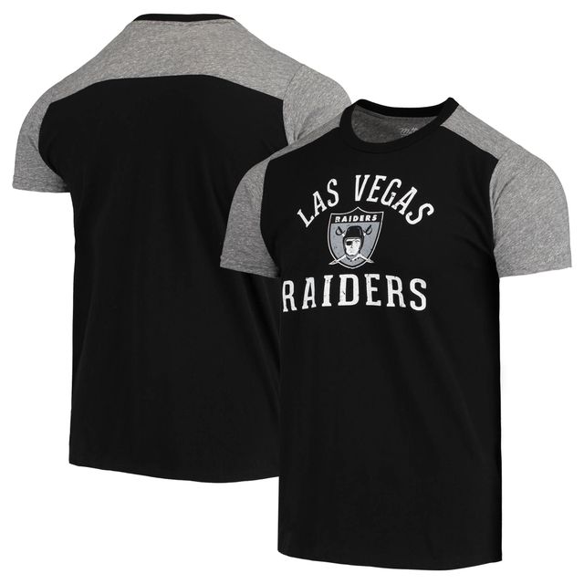 Majestic Threads pour homme noir/gris chiné Las Vegas Raiders Gridiron Classics Field Goal T-shirt flammé