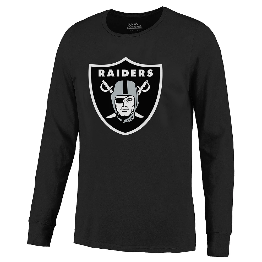T-shirt à manches longues non vieilli pour homme Majestic Threads Maxx Crosby Black Las Vegas Raiders avec nom et numéro