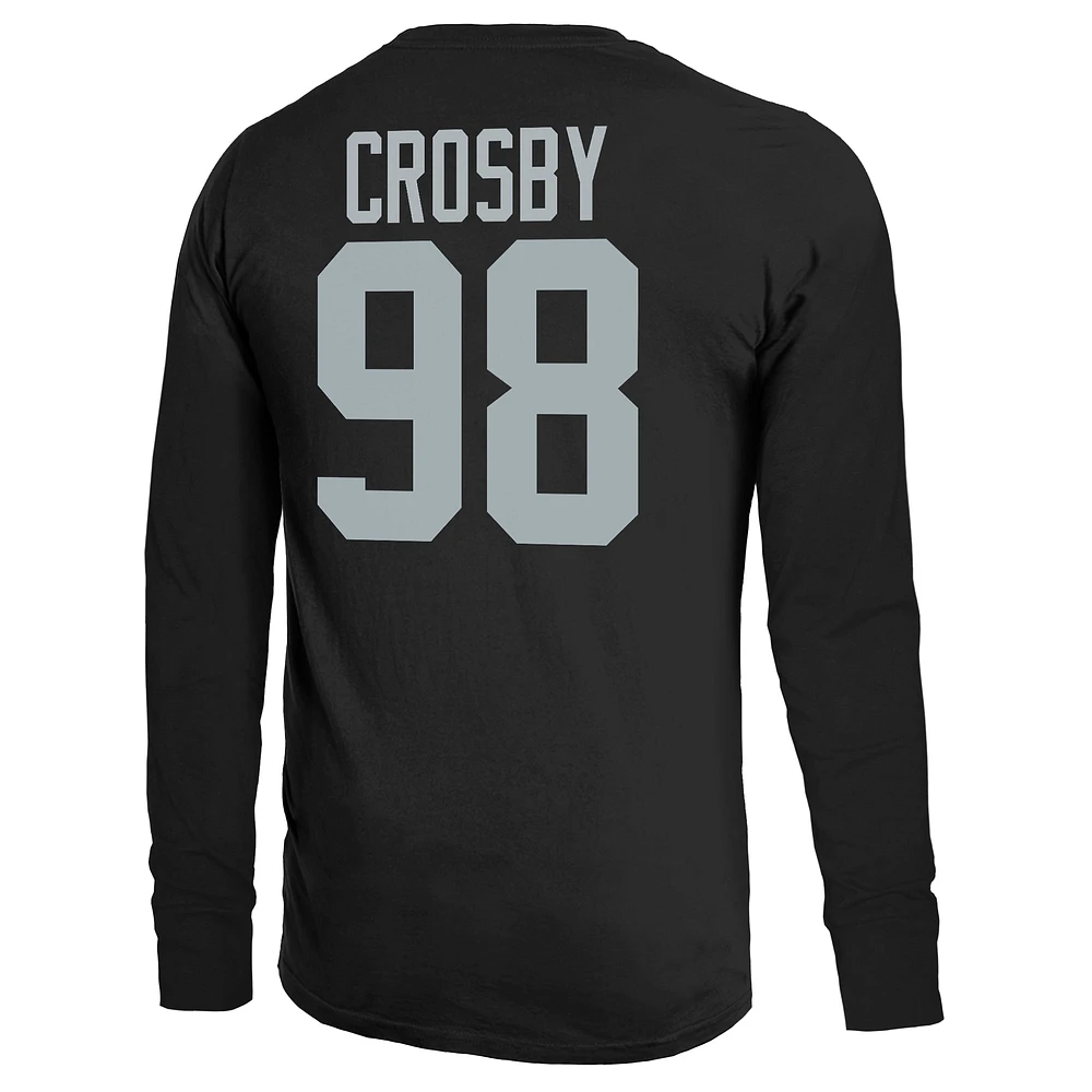 T-shirt à manches longues non vieilli pour homme Majestic Threads Maxx Crosby Black Las Vegas Raiders avec nom et numéro
