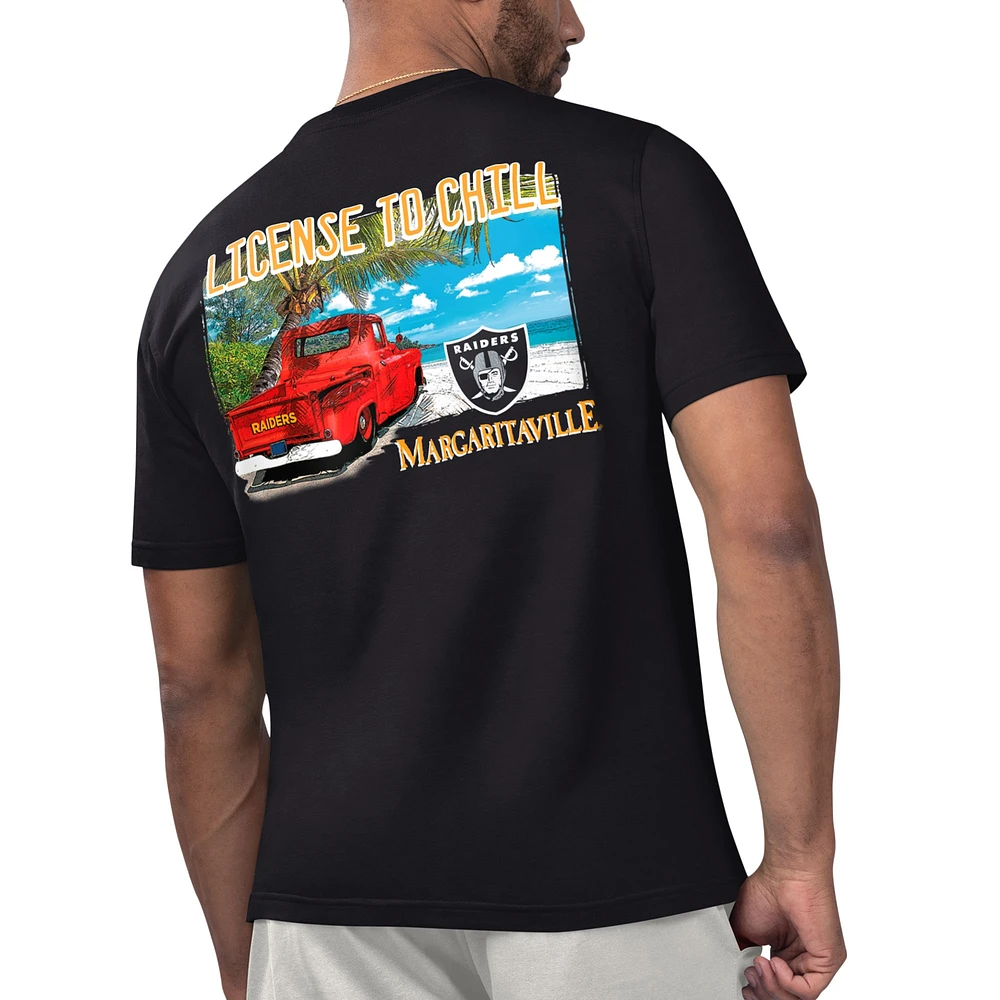 Men's Margaritaville Black Las Vegas Raiders Licensed to Chill T-Shirt