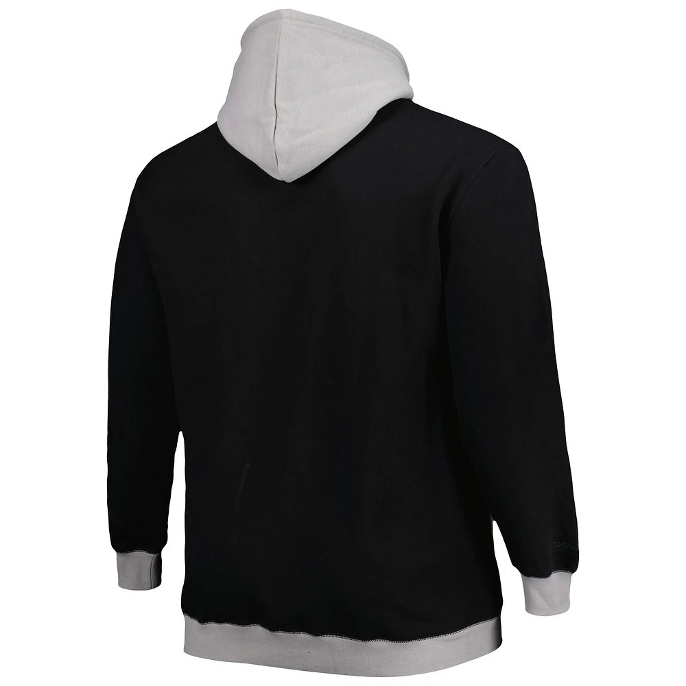 Men's Mitchell & Ness Black/Silver Las Vegas Raiders Big Tall Face Pullover Hoodie