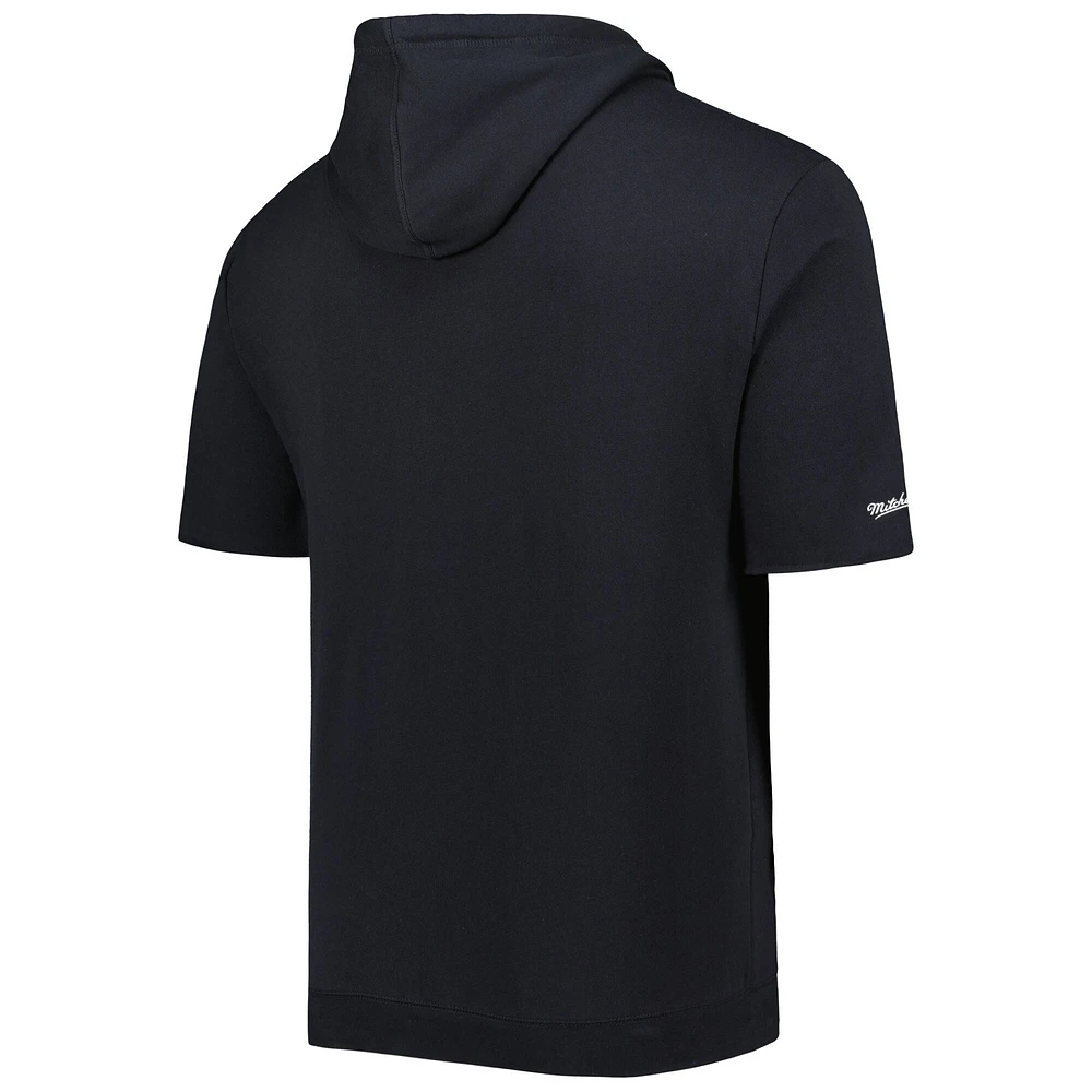 Men's Mitchell & Ness Black Las Vegas Raiders Washed Short Sleeve Pullover Hoodie