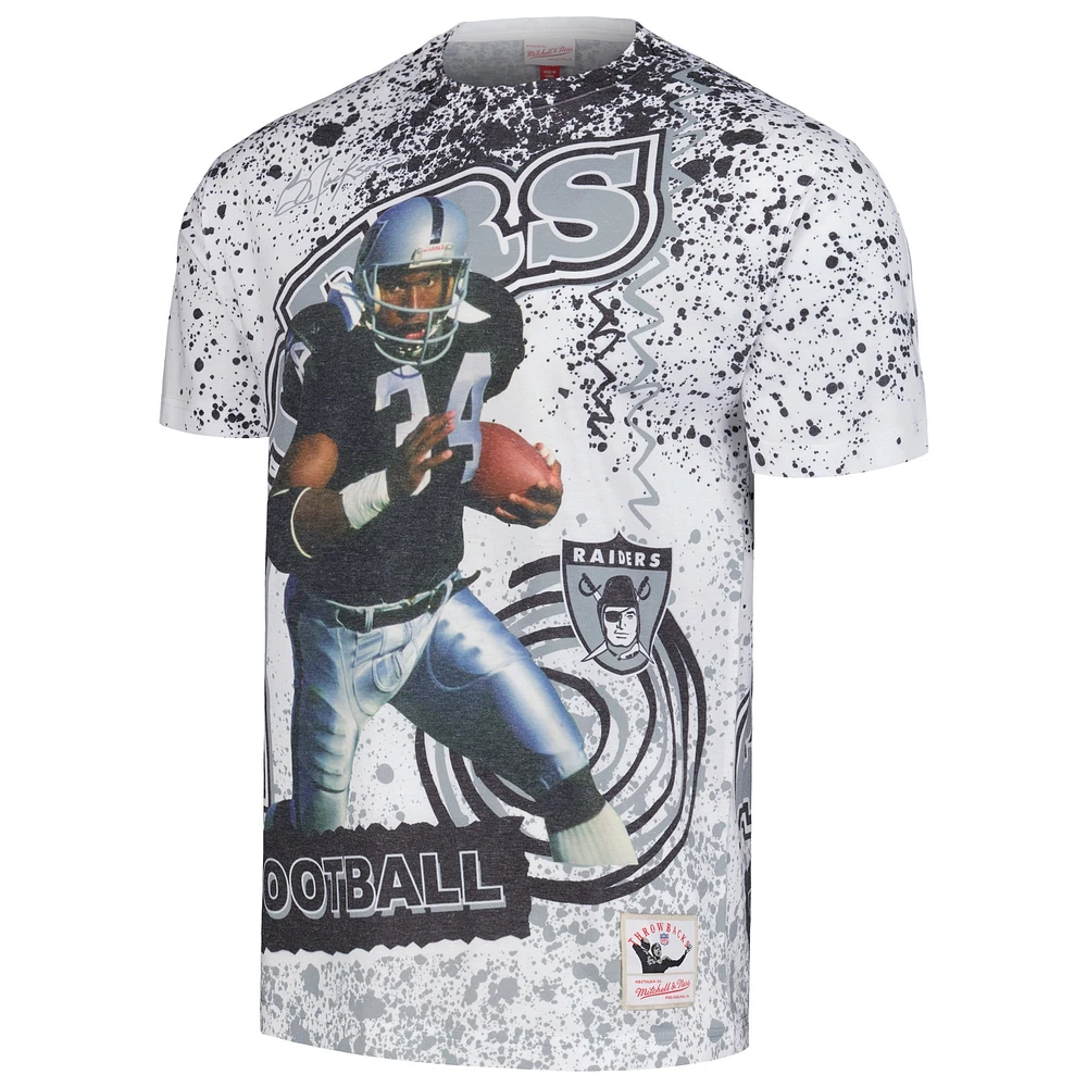 Men's Mitchell & Ness Bo Jackson White Las Vegas Raiders Retired Player Name Number Burst T-Shirt