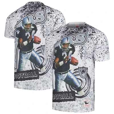 T-shirt blanc pour homme Mitchell & Ness Bo Jackson Las Vegas Raiders Retired Player Name Number Burst