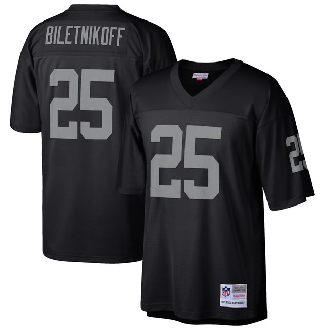 Maillot réplique Mitchell & Ness Fred Biletnikoff noir Las Vegas Raiders pour hommes, joueur retraité Legacy Replica
