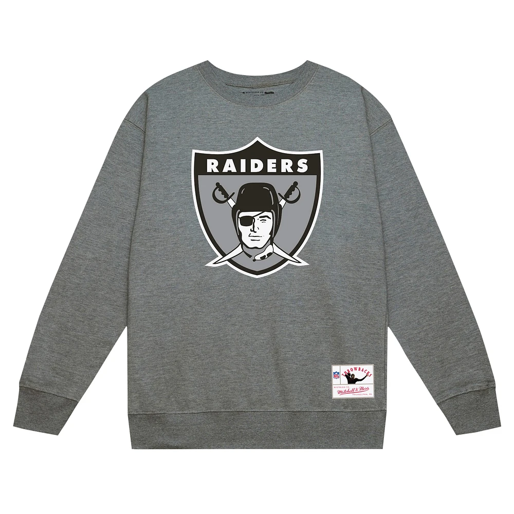 Men's Mitchell & Ness Heather Gray Las Vegas Raiders Basic Fleece Pullover Sweatshirt