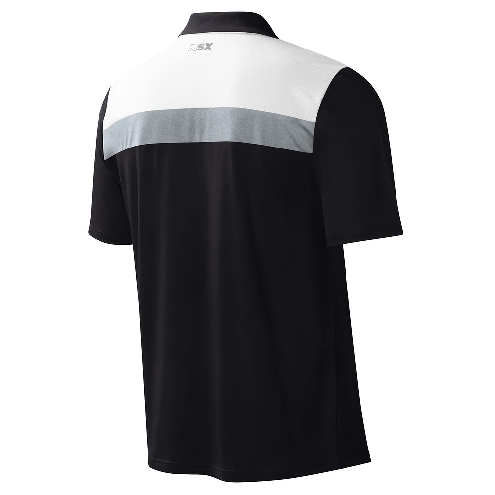 Polo MSX by Michael Strahan noir Las Vegas Raiders Warrior à couleurs contrastées