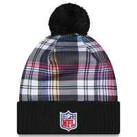 Men's New Era  Black Las Vegas Raiders 2024 NFL Crucial Catch Cuffed Knit Hat With Pom