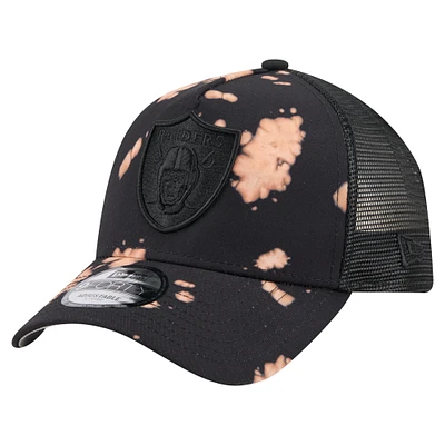 Casquette ajustable New Era noire décolorée 9FORTY A-Frame des Las Vegas Raiders pour homme