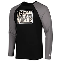 T-shirt à manches longues raglan actuel des Las Vegas Raiders New Era pour homme noir