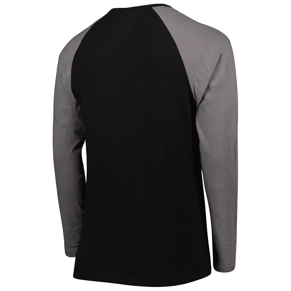 T-shirt à manches longues raglan actuel des Las Vegas Raiders New Era pour homme noir