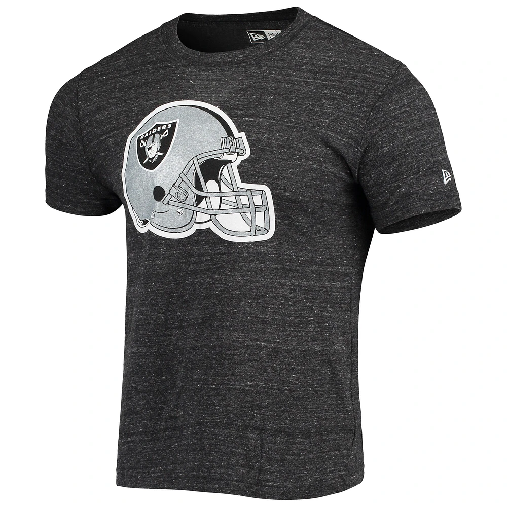 Men's New Era Black Las Vegas Raiders Helmet Logo Tri-Blend T-Shirt