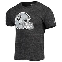 Men's New Era Black Las Vegas Raiders Helmet Logo Tri-Blend T-Shirt