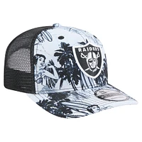Men's New Era  Black Las Vegas Raiders Hula Trucker 9SEVENTY Adjustable Hat