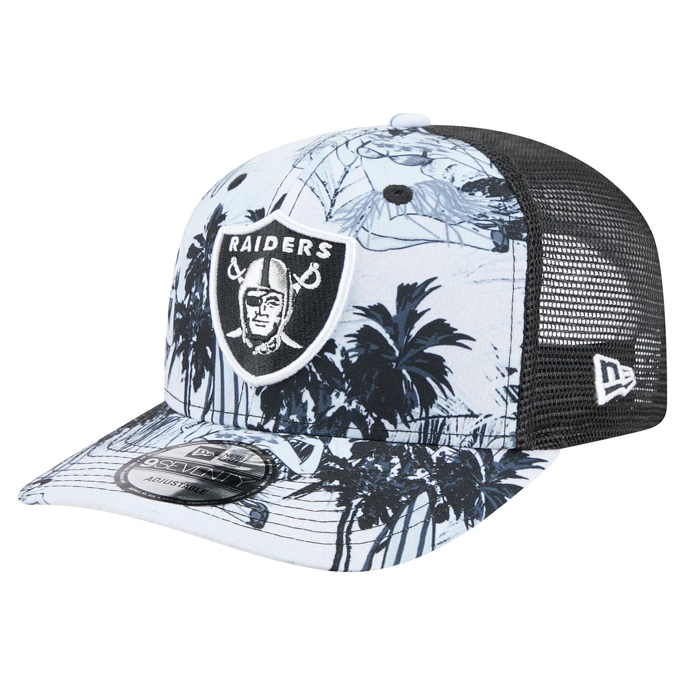Men's New Era Black Las Vegas Raiders Hula Trucker 9SEVENTY Adjustable Hat