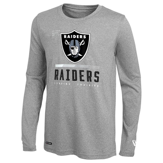 T-shirt à manches longues pour homme Las Vegas Raiders Combine Authentic Red Zone New Era gris chiné