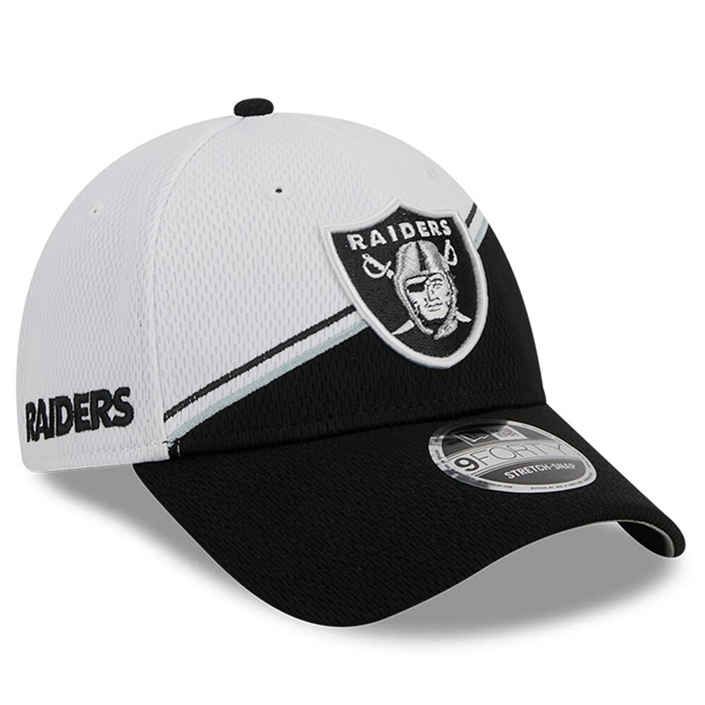 Men's New Era  White/Black Las Vegas Raiders 2023 Sideline 9FORTY Adjustable Hat