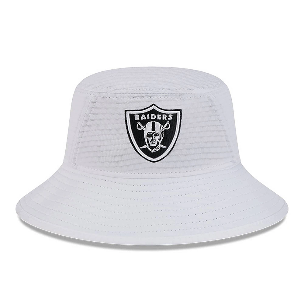 Men's New Era White Las Vegas Raiders 2024 NFL Training Camp Stretch Bucket Hat