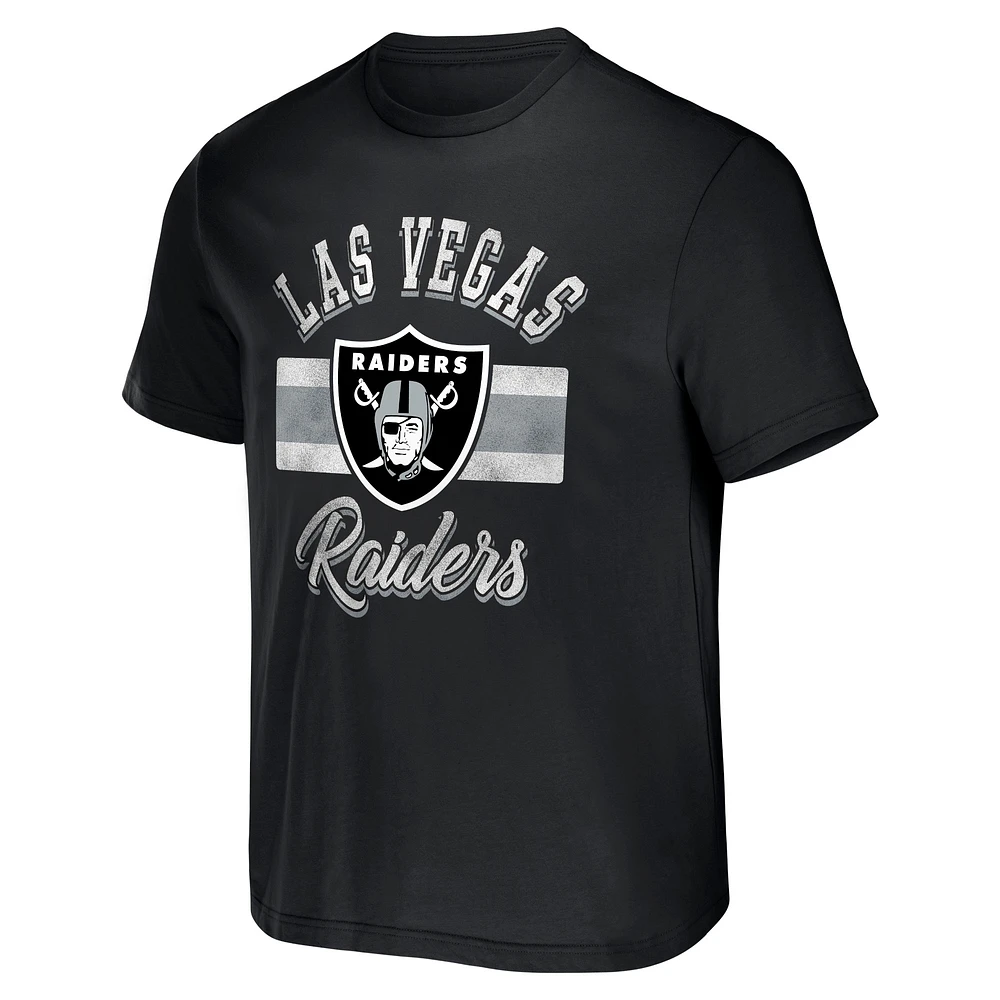 Men's NFL x Darius Rucker Collection by Fanatics Black Las Vegas Raiders Stripe T-Shirt