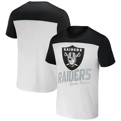 T-shirt colorblock blanc/noir pour homme de la collection NFL x Darius Rucker Fanatics Las Vegas Raiders