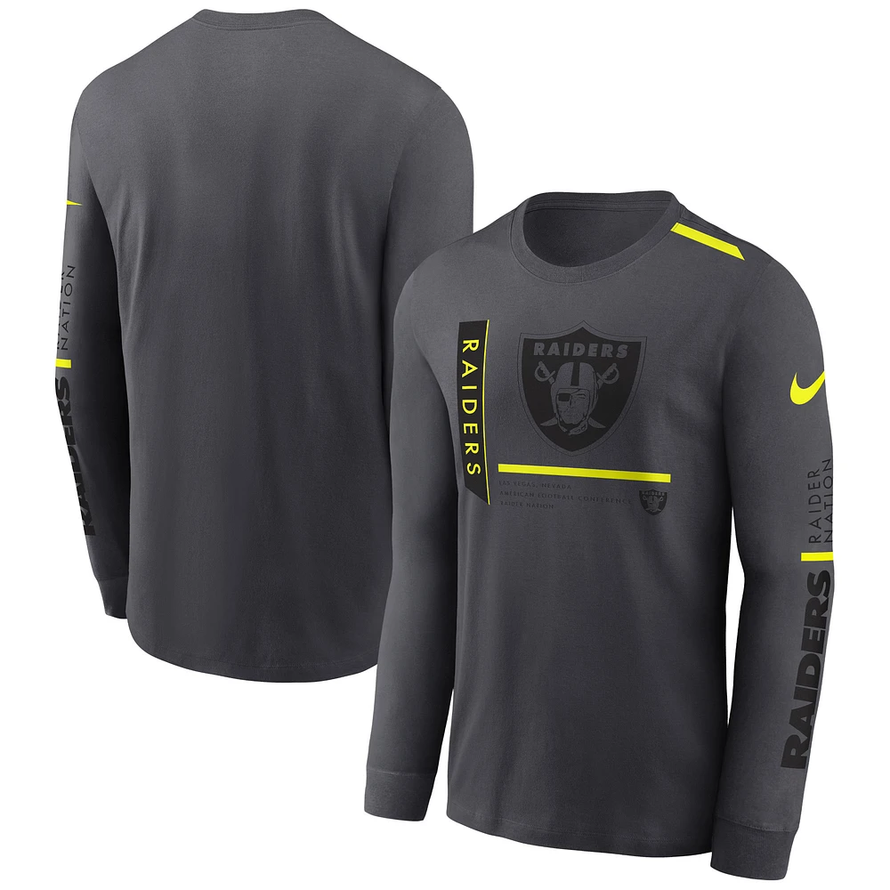 Men's Nike Anthracite Las Vegas Raiders Volt Performance Long Sleeve T-Shirt