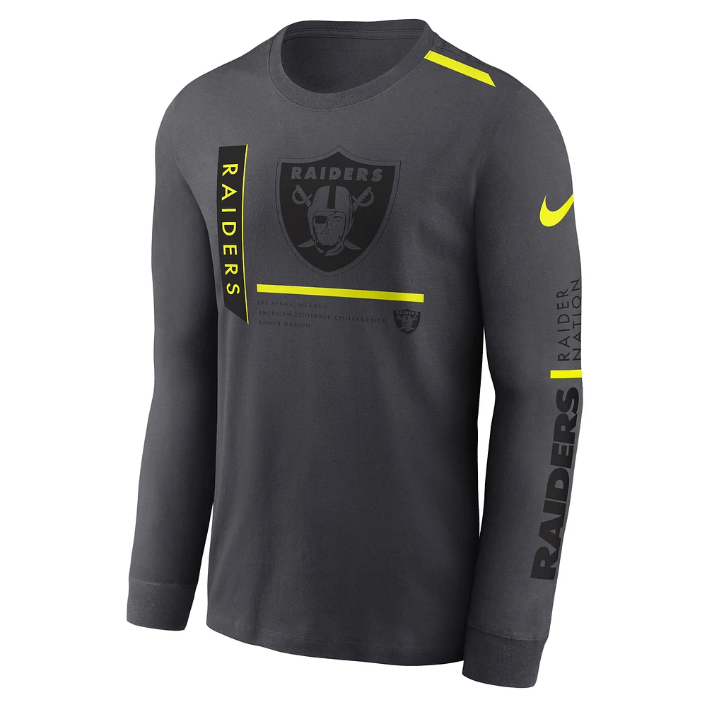 Men's Nike Anthracite Las Vegas Raiders Volt Performance Long Sleeve T-Shirt