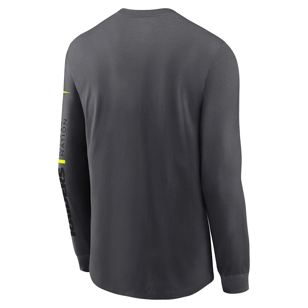 Men's Nike Anthracite Las Vegas Raiders Volt Performance Long Sleeve T-Shirt