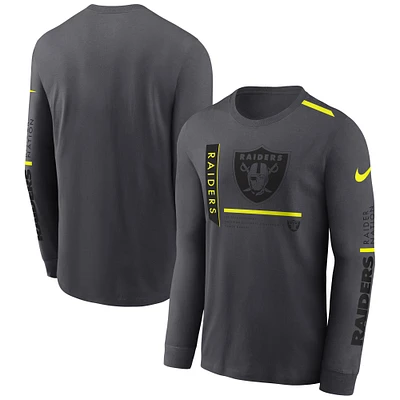Men's Nike Anthracite Las Vegas Raiders Volt Performance Long Sleeve T-Shirt