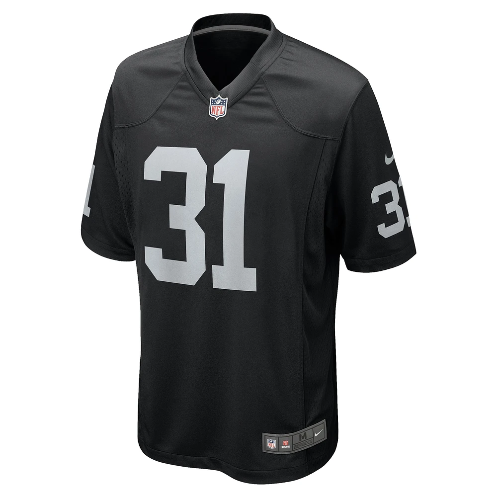 Maillot de match l'équipe Nike Christopher Smith noir des Las Vegas Raiders pour hommes
