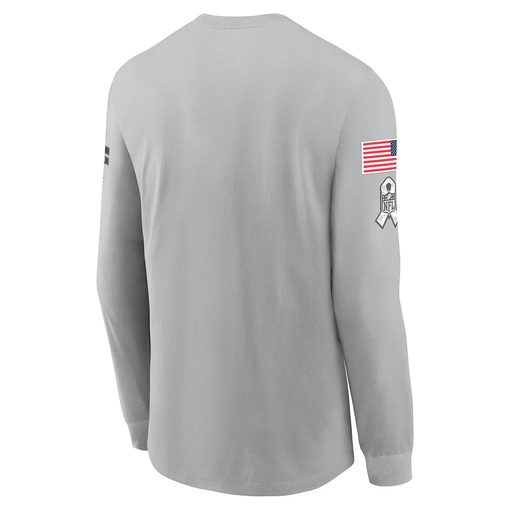 Men's Nike Gray Las Vegas Raiders 2024 Salute To Service Long Sleeve T-Shirt