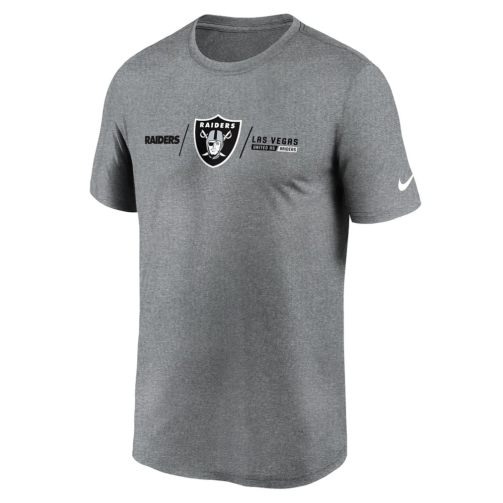Men's Nike Heathered Gray Las Vegas Raiders Fan Gear Horizontal Lockup Legend - Performance T-Shirt