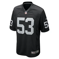 Maillot de match l'équipe Nike Kanai Mauga pour hommes, noir, Las Vegas Raiders
