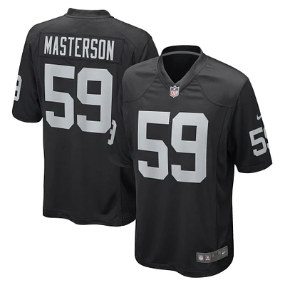 Maillot de joueur jeu Nike Luke Masterson noir Las Vegas Raiders pour homme