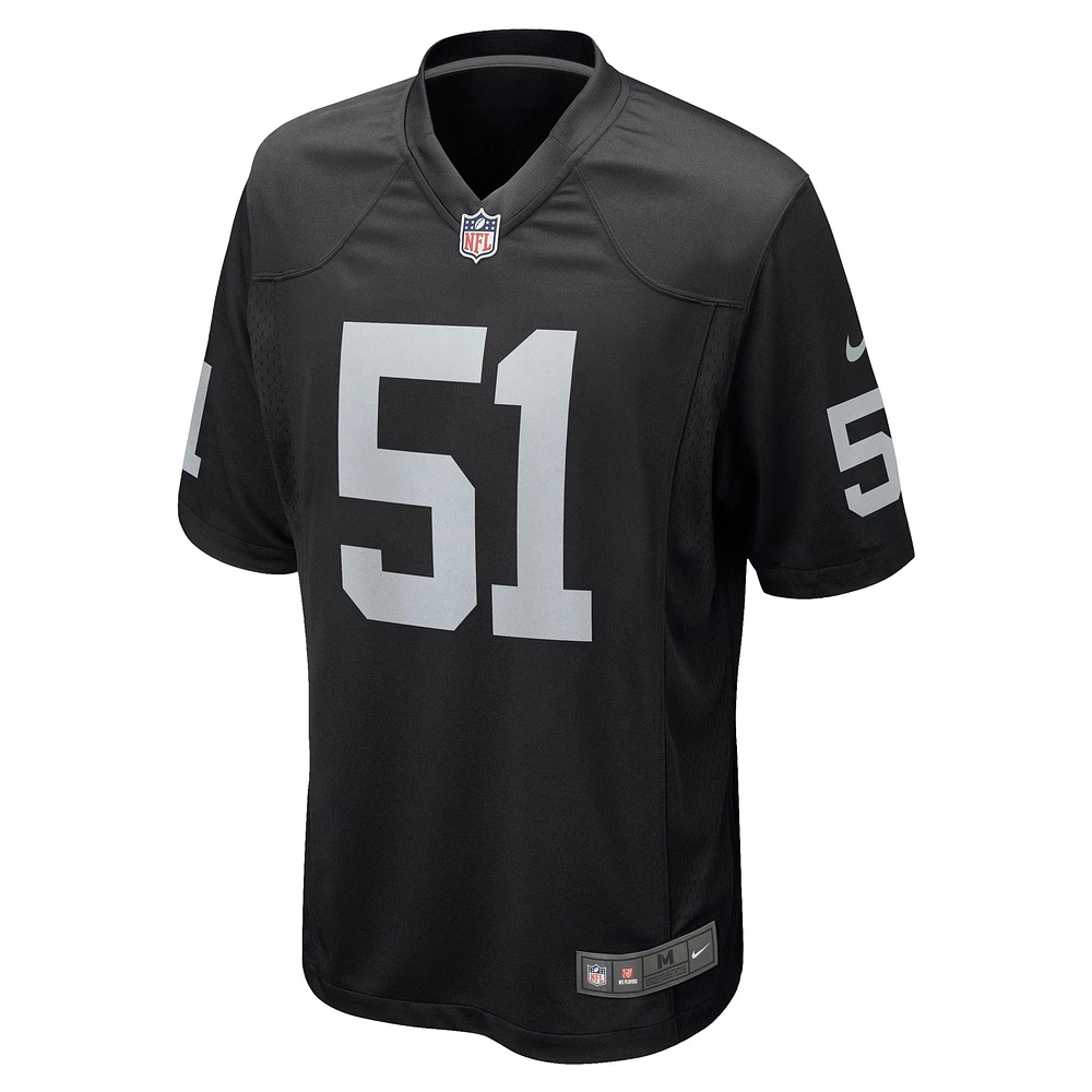 Maillot de match Nike Malcolm Koonce pour hommes, noir, Las Vegas Raiders