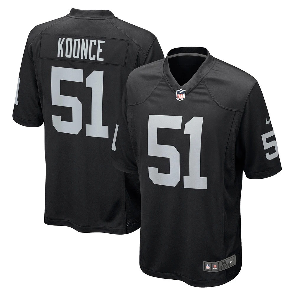 Maillot de match Nike Malcolm Koonce pour hommes, noir, Las Vegas Raiders