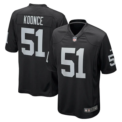 Maillot de match Nike Malcolm Koonce pour hommes, noir, Las Vegas Raiders
