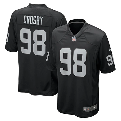 Maillot de match Nike Maxx Crosby pour hommes, noir, Las Vegas Raiders