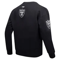 Men's Pro Standard Black Las Vegas Raiders Turn It Up Drop Shoulder Pullover Sweatshirt