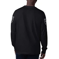 Men's Starter Black Las Vegas Raiders Clutch Hit Long Sleeve T-Shirt